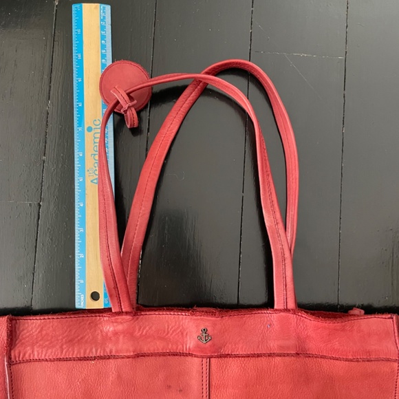 Extra Large Leather Red Tote Harbour 2nd - Picture 7 of 9